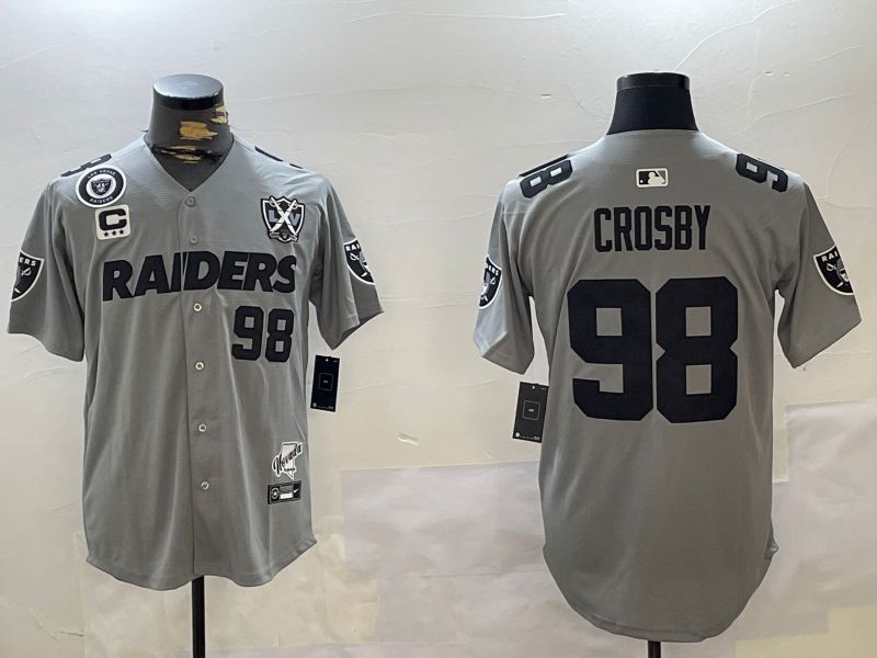 Men Oakland Raiders #98 Crosby Grey five generations 2024 Nike Limited NFL Jersey style 1